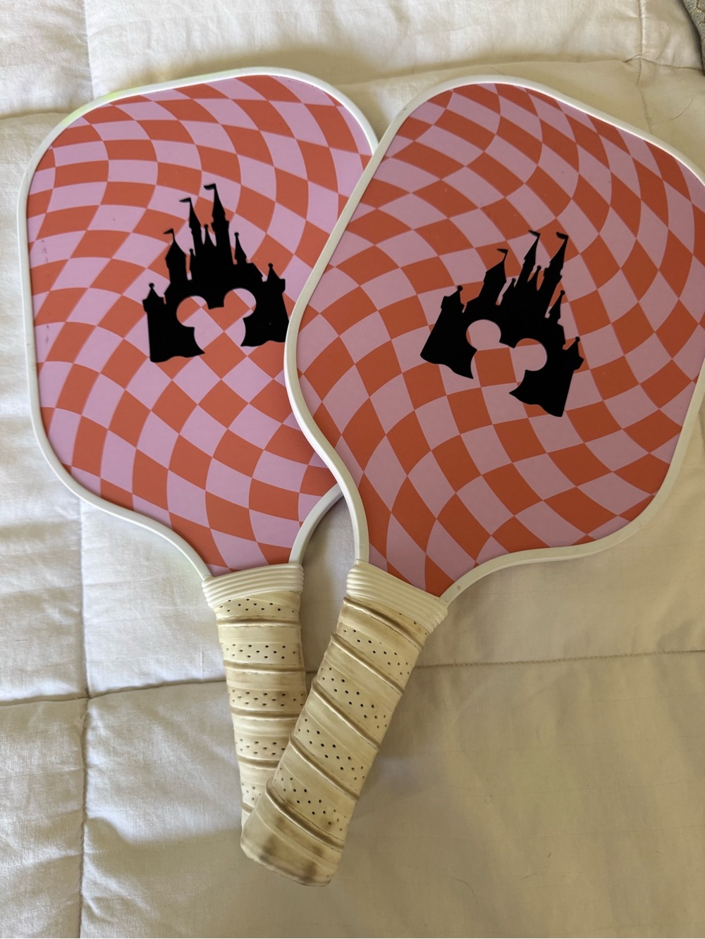 Amazon Pink Swirl Castle Pickleball Paddles - Set of 2